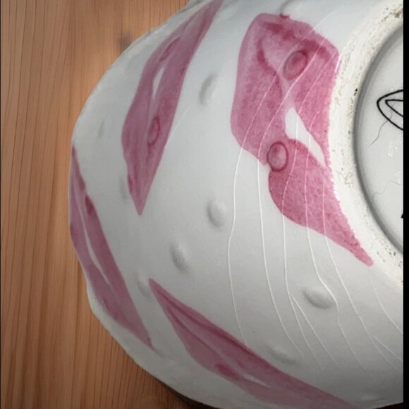 Hand-Painted Ceramic Mug With Pink Lips & Raised Polka Dot Design Made In Italy - Picture 7 of 11